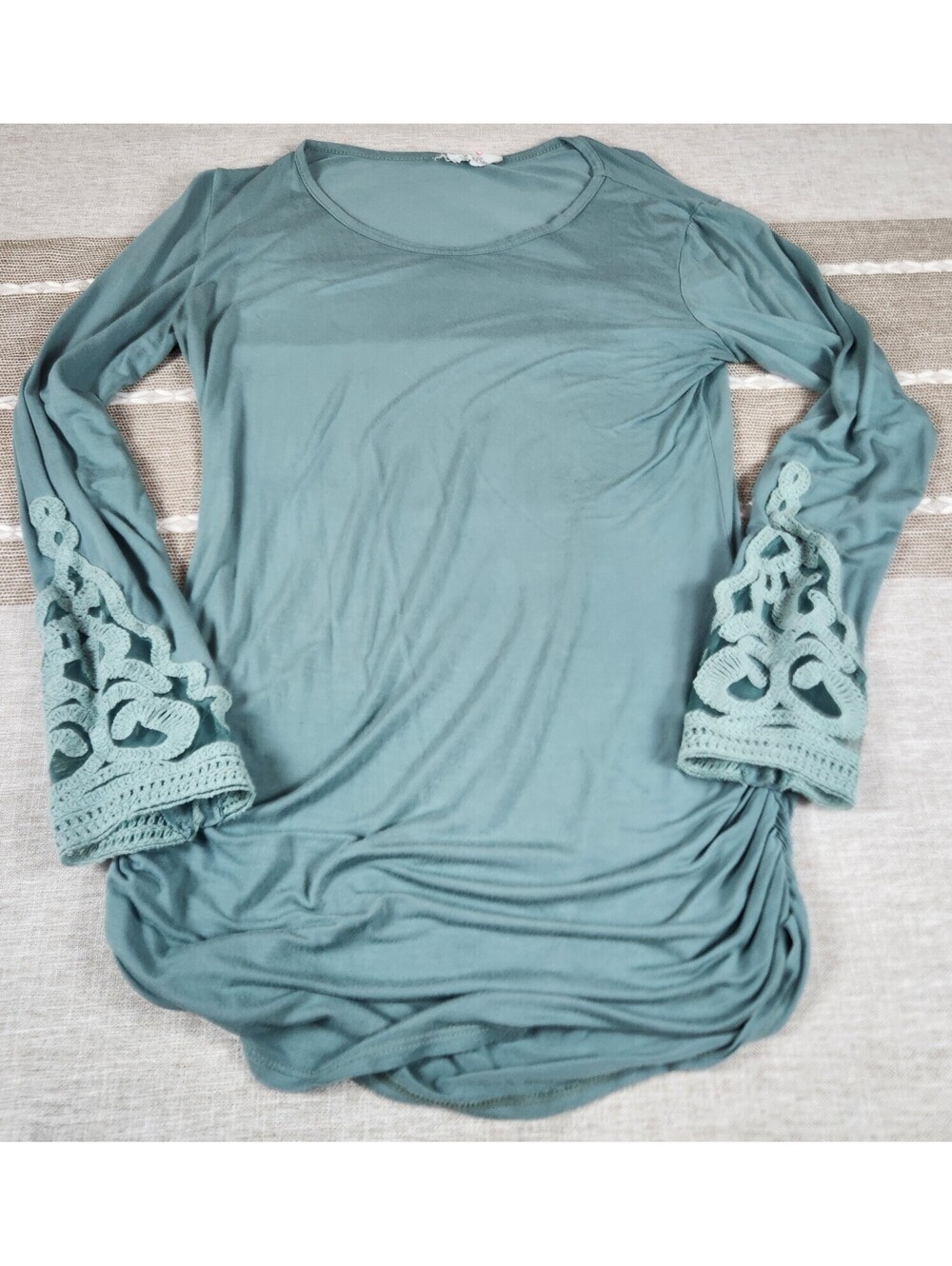 Vanilla Bay Women's Teal Lacey Long Sleeve Tunic Top